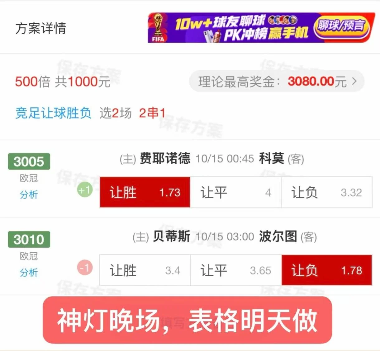 神灯晚场赛事分析
