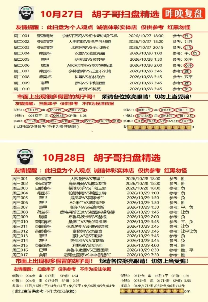 胡子哥赛事分析