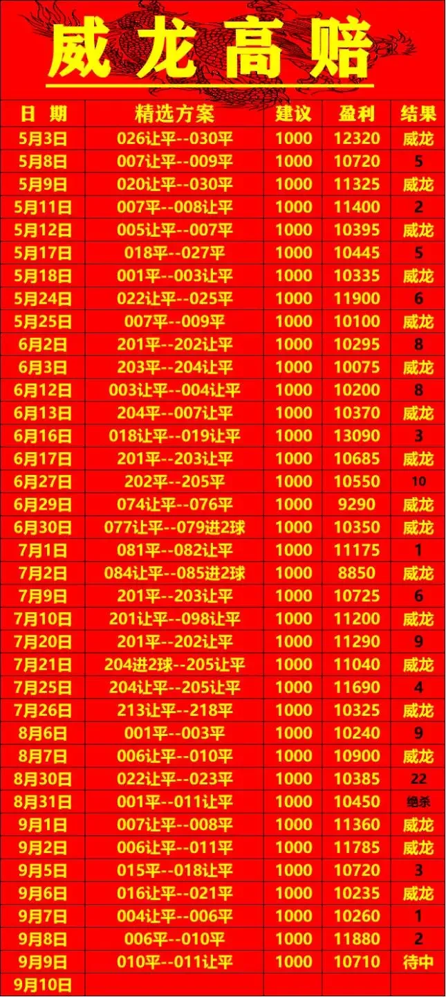 威龙赛事分析