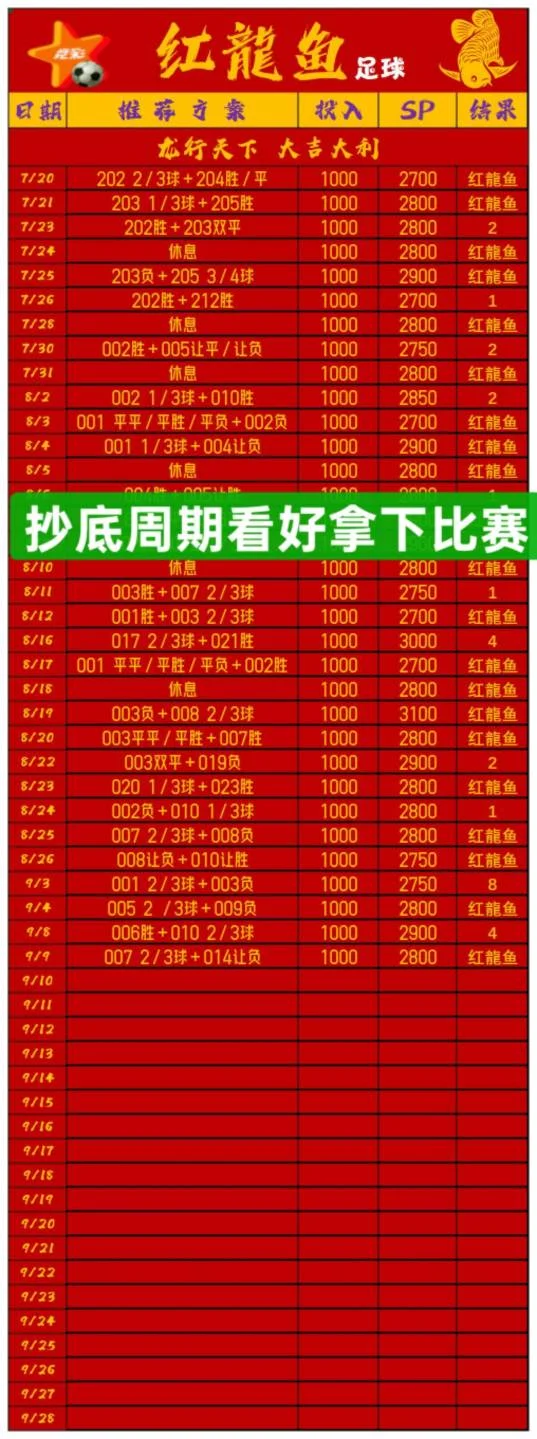 红龙鱼赛事分析