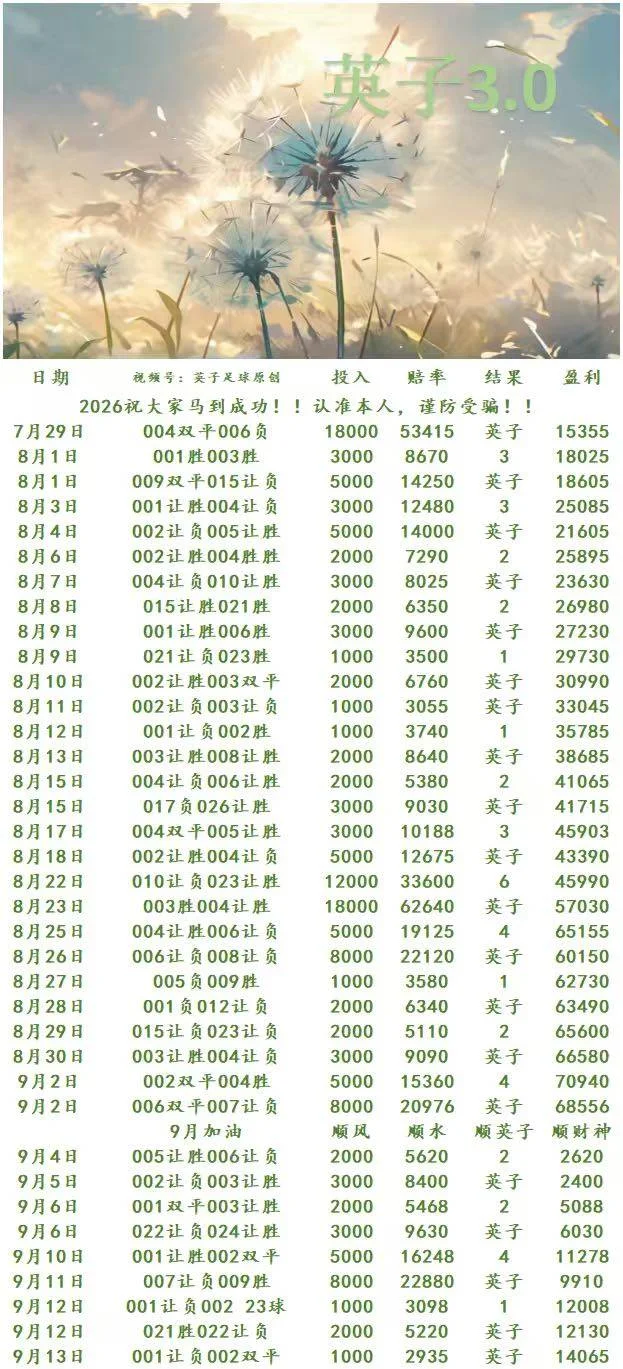 蒲公英3.0赛事分析